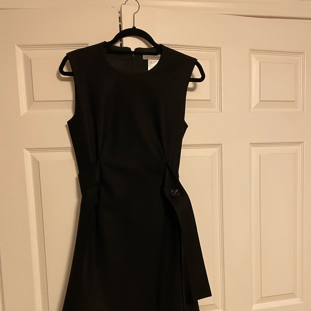 Max Mara Sportmax Wool Dress, Lined, Belted to the side, Side panels add detail